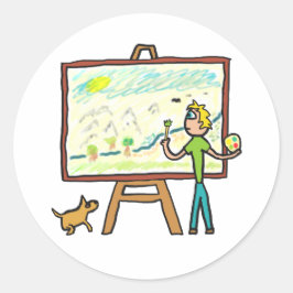 Adesivo Redondo Pintura Artista