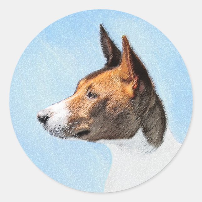Adesivo Redondo Pintura Basenji - Arte Original Custa (Frente)