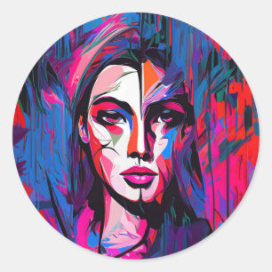 Adesivo Redondo Pintura Colorida de Abstrato