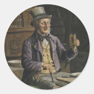 Adesivo Redondo Pintura da cerveja do bebendo