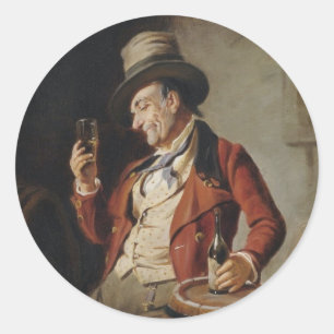 Adesivo Redondo Pintura da cerveja do bebendo do ancião