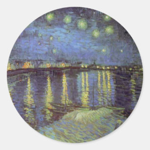 Adesivo Redondo Pintura da Noite Estrelada de Van Gogh