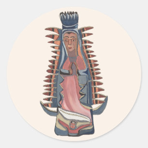 Adesivo Redondo Pintura da Virgem Maria Nossa Senhora de Guadalupe