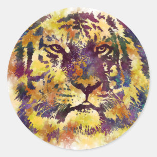 Adesivo Redondo pintura de abstrato Lion