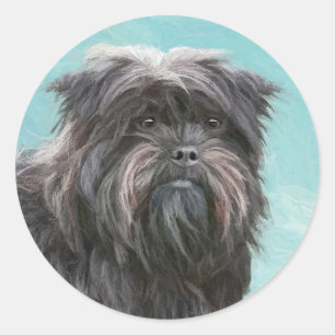 Adesivo Redondo Pintura de Affenpinscher - Arte de Cachorro Origin