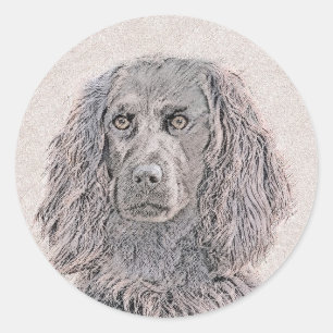 Adesivo Redondo Pintura de Boykin Spaniel - Arte de Cachorro Origi