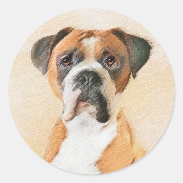 Adesivo Redondo Pintura De Cachorro Descortada Arte Animal Origina (Frente)