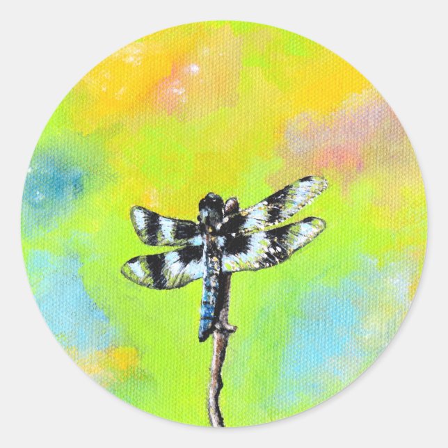 Adesivo Redondo Pintura de Dragonfly Shimmering (Frente)