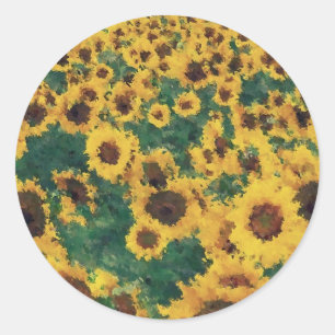 Adesivo Redondo Pintura de girassol - Sticker
