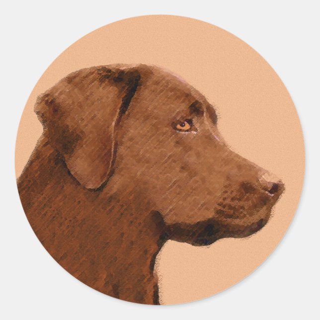 Adesivo Redondo Pintura de Labrador Retriever (Chocolate) - Arte C (Frente)