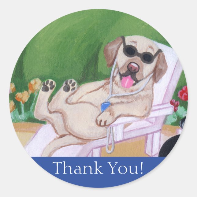 Adesivo Redondo Pintura de Labradores do Partido Poolside (Frente)