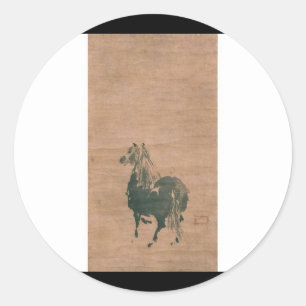 Adesivo Redondo Pintura de Miyamoto Musashi, cerca de 1600