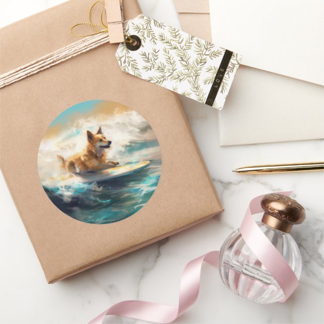 Adesivo Redondo Pintura de Navegação em Praia do Lapphund, Finland (Presentear)