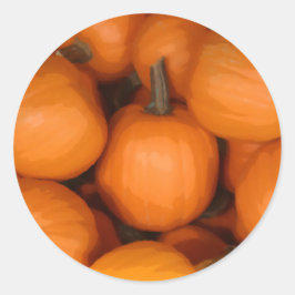 Adesivo Redondo Pintura de outono Laranja Brilhante Pumpkins