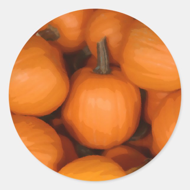 Adesivo Redondo Pintura de outono Laranja Brilhante Pumpkins (Frente)