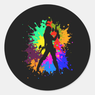 Adesivo Redondo Pintura de Paintball disparando contra avião do Pa