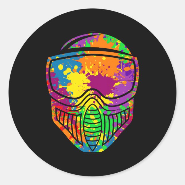 Adesivo Redondo Pintura de Paintball disparando contra avião do Pa (Frente)