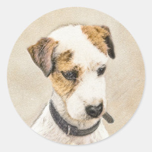 Adesivo Redondo Pintura de Parson Jack Russell Terrier - Arte Cani