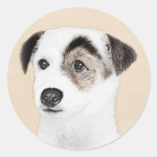 Adesivo Redondo Pintura de Parson Jack Russell Terrier - Arte Cani