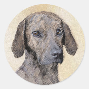 Adesivo Redondo Pintura de Plott - Arte de Cão Original Bonita