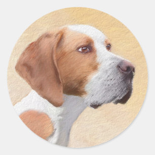 Adesivo Redondo Pintura de Ponteiro - Arte de Cão Original Bonita