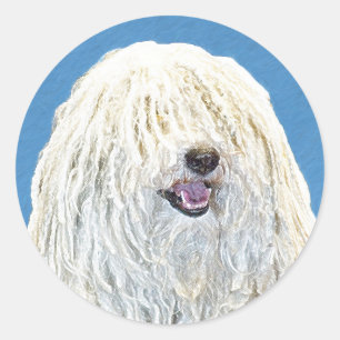 Adesivo Redondo Pintura de Puli - Arte de Cão Original Bonita