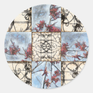 Adesivo Redondo Pintura de Rolagem de Abstrato Paneled