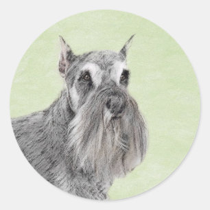 Adesivo Redondo Pintura de Schnauzer (Giant, Standard) - Arte Cani