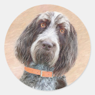 Adesivo Redondo Pintura de Spinone Italiano - Arte de Cachorro Ori