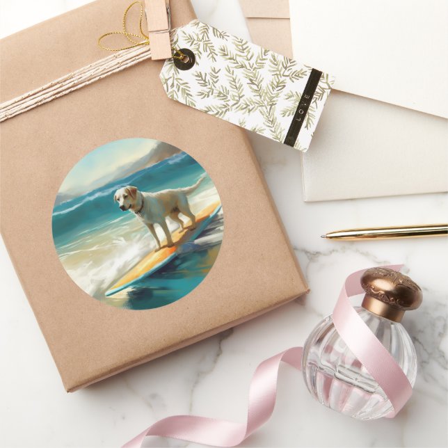 Adesivo Redondo Pintura de surf em praia de Shepherd, Anatólia (Presentear)