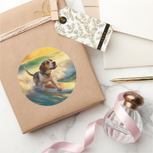 Adesivo Redondo Pintura de surfe em Beagle Beach