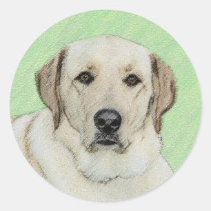 Adesivo Redondo Pintura de Tênis e Retriever Amarelo