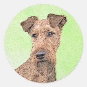 Adesivo Redondo Pintura de Terrier irlandesa - Arte de Cão Origin