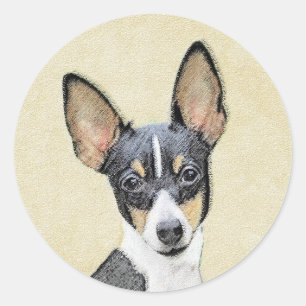 Adesivo Redondo Pintura de Toy Fox Terrier - Arte de Cachorro Orig
