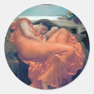 Adesivo Redondo Pintura de vestido laranja de mulher junho flameja