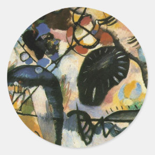 Adesivo Redondo Pintura de Wassily Kandinsky, Mancha Preta,