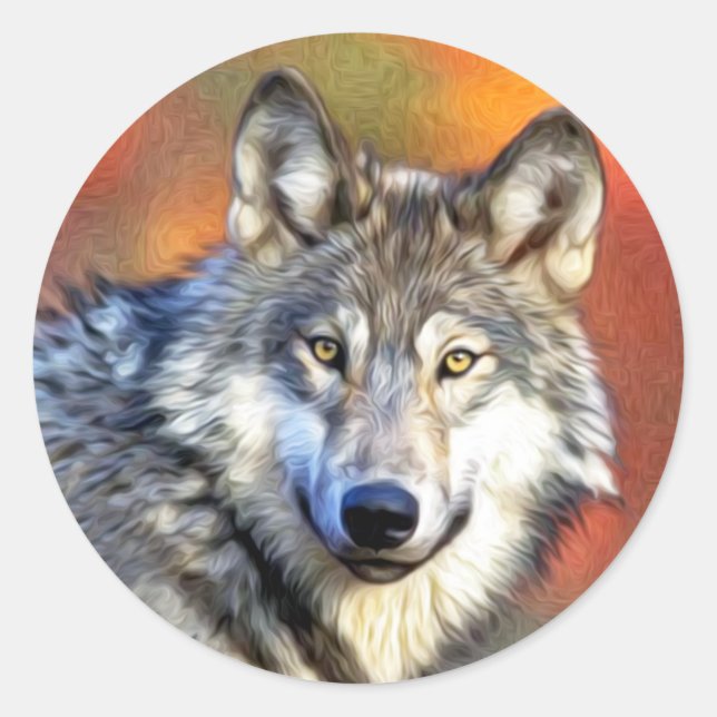 Adesivo Redondo Pintura de Wolf Art cinza