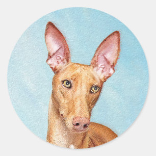 Adesivo Redondo Pintura do Cão Faraó - Arte Original de Cachorro F