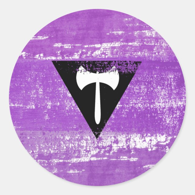 Adesivo Redondo Pintura do Orgulho Lésbico (Labrys) (Frente)