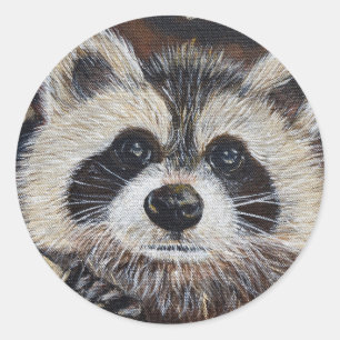 Adesivo Redondo Pintura do Raccoon