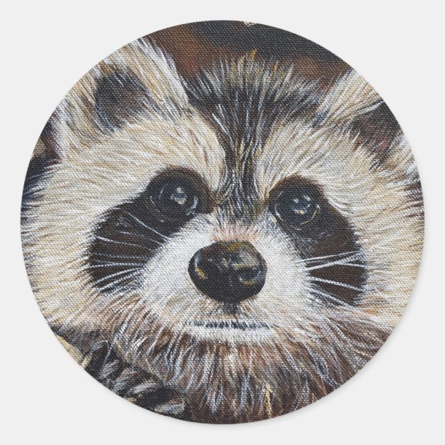 Adesivo Redondo Pintura do Raccoon (Frente)