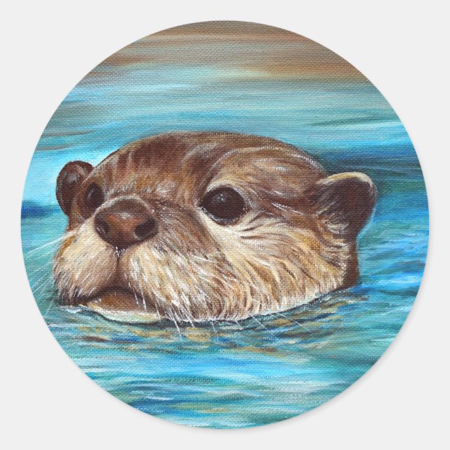 Adesivo Redondo Pintura do Rio Otter (Frente)