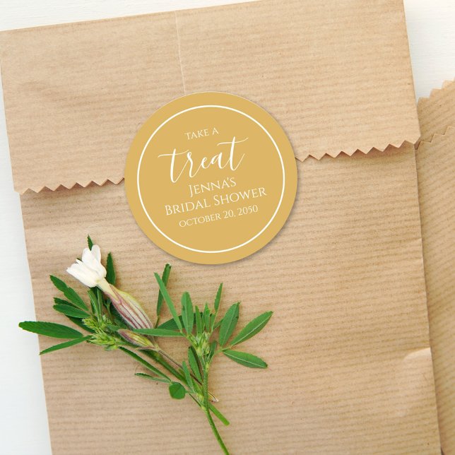 Adesivo Redondo Pintura em Aquarela de Caligrafia para Chá de Noiv (Criador carregado)