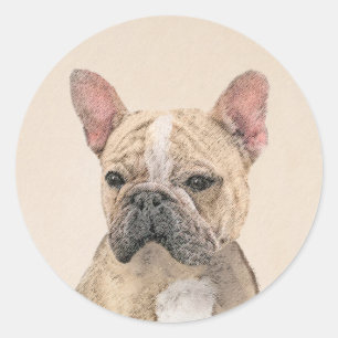Adesivo Redondo Pintura em Bulldog Francês (Sable) - Pintura Orig