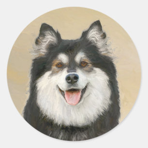 Adesivo Redondo Pintura em Lapfund Finlandês - Arte Cachorra Orig
