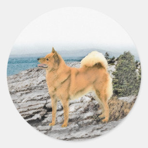 Adesivo Redondo Pintura em Seashore - Arte Canina