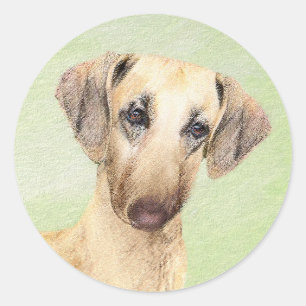 Adesivo Redondo Pintura em Sloughis - Arte Cão Original Bonita