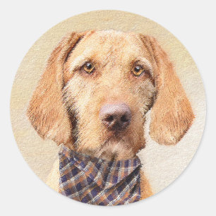 Adesivo Redondo Pintura em Vizsla, por Wirehaired - Arte Cão Orig