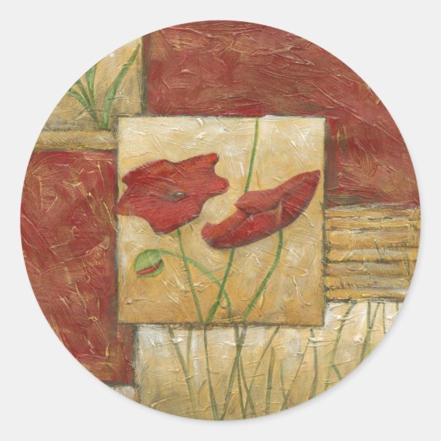 Adesivo Redondo Pintura Floral com Traços Visíveis do Pincel (Frente)