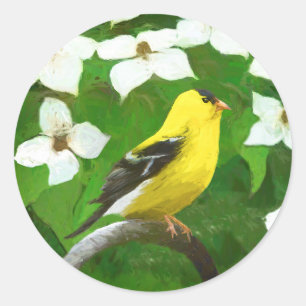 Adesivo Redondo Pintura Goldfinch - Arte Cachorra Original